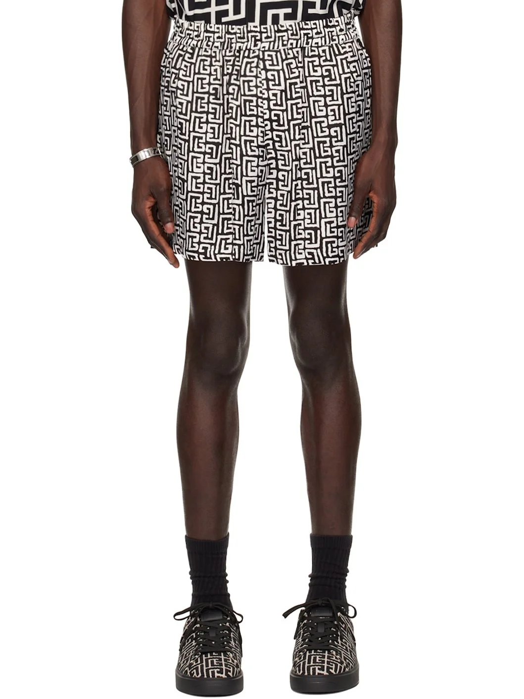 Black & White Monogram Shorts - 1