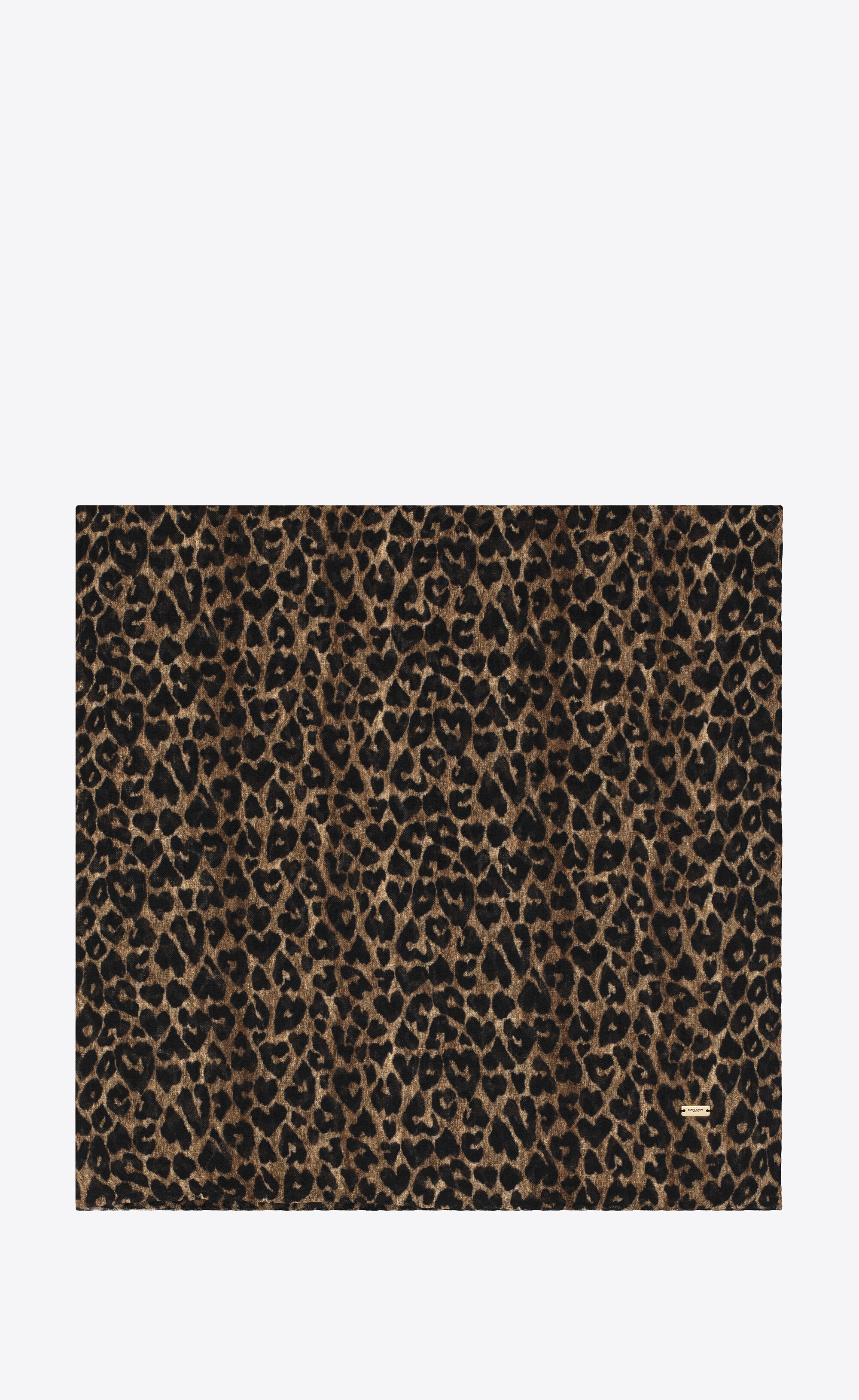 large square scarf in heart leopard-print wool twill - 1