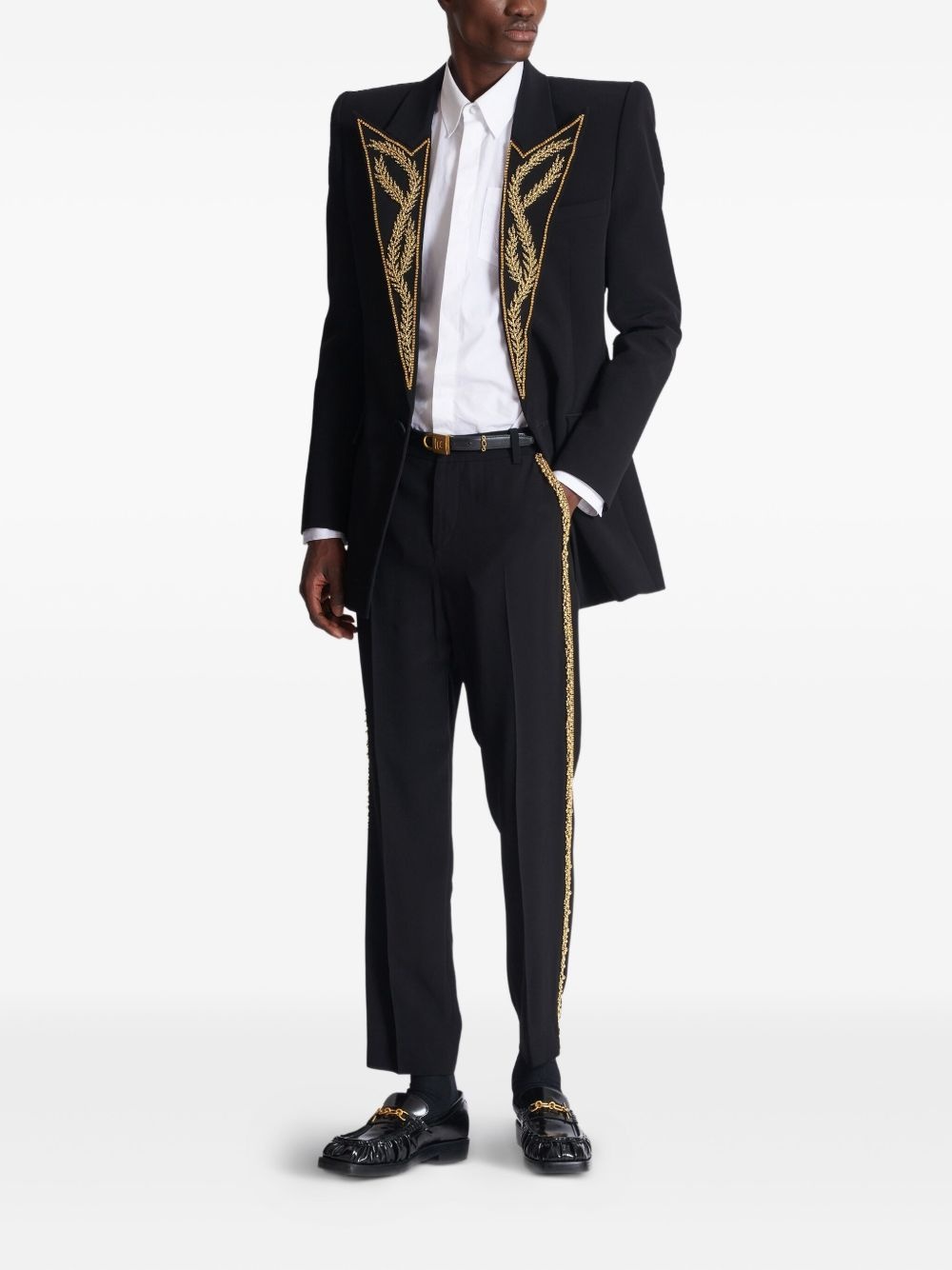 embroidered straight-leg trousers - 2