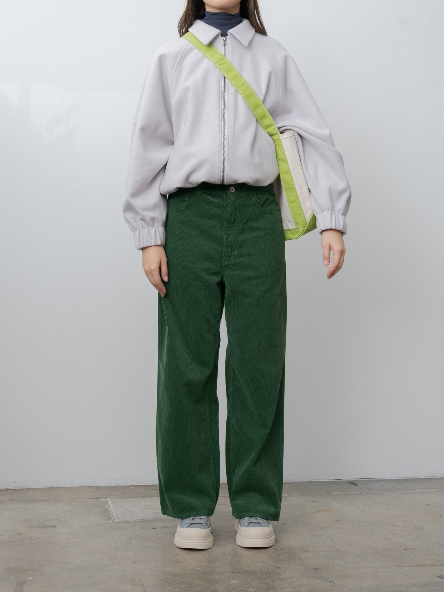 Pigment Dyed Finx Corduroy Wide 5P Pants - Forest Green - 9