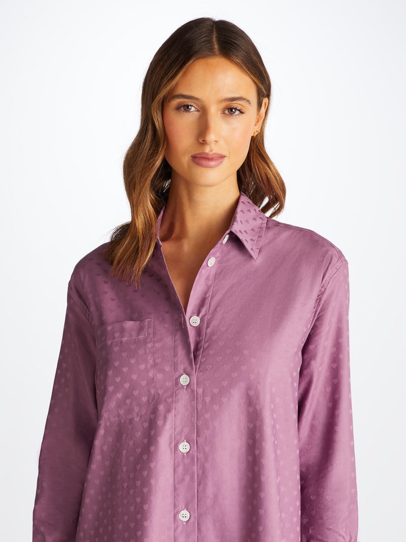 Women's Nightshirt Kate 10 Cotton Jacquard Purple - 6