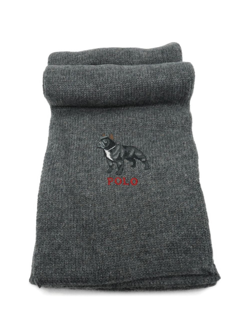 bulldog embroidered scarf 1