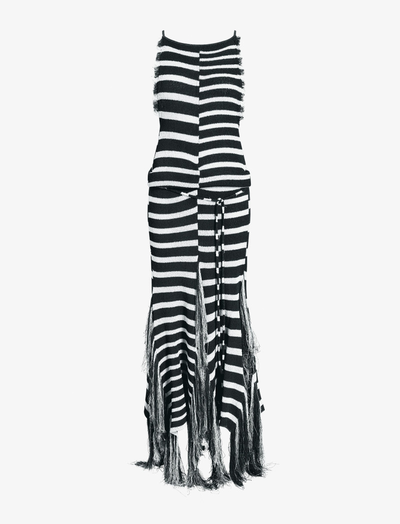 Yves Dress in Stripe Fringed Knit - 1