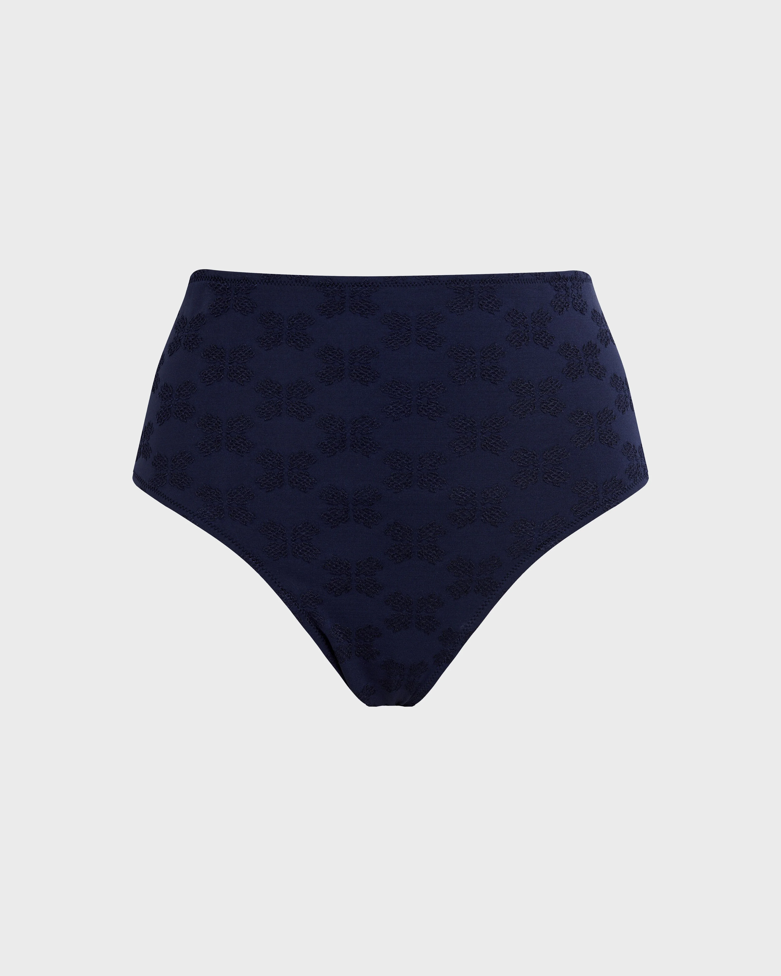 WOMEN HIGH-WAISTED BIKINI BOTTOM TURTLE MONOGRAM JACQUARD - 1