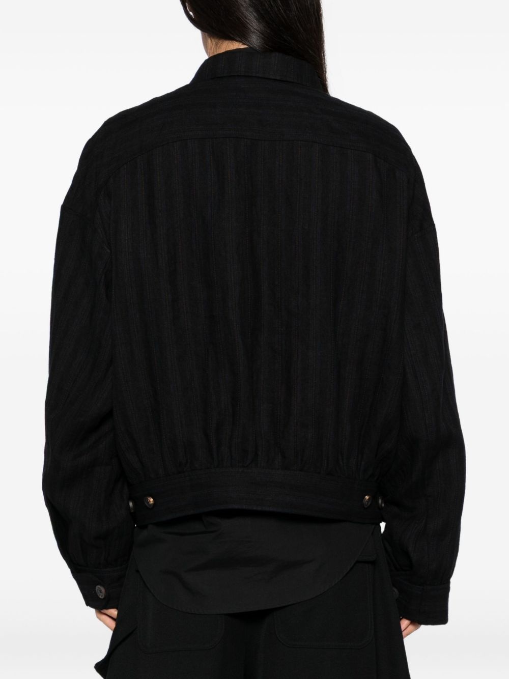striped spread-collar jacket - 4