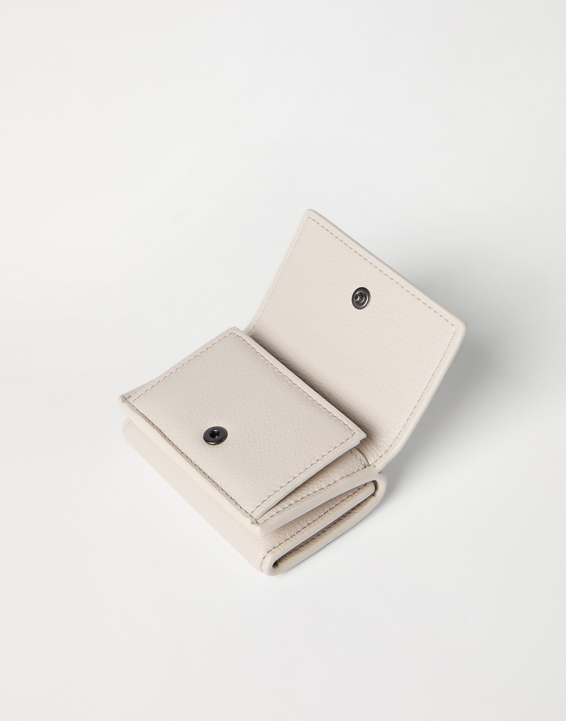 Grained leather trifold wallet 3
