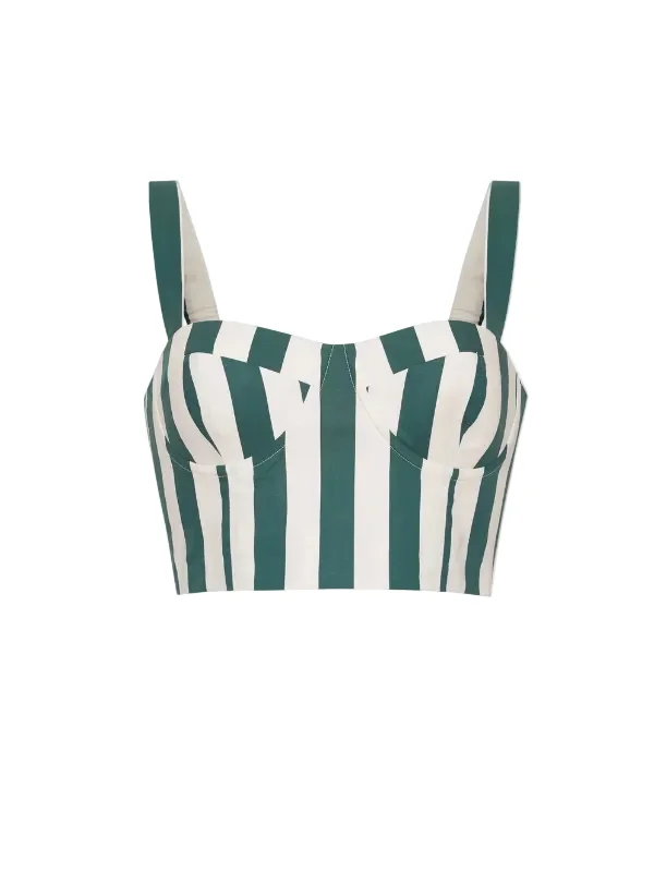 Claudine Top in Green/White Stripe - 1