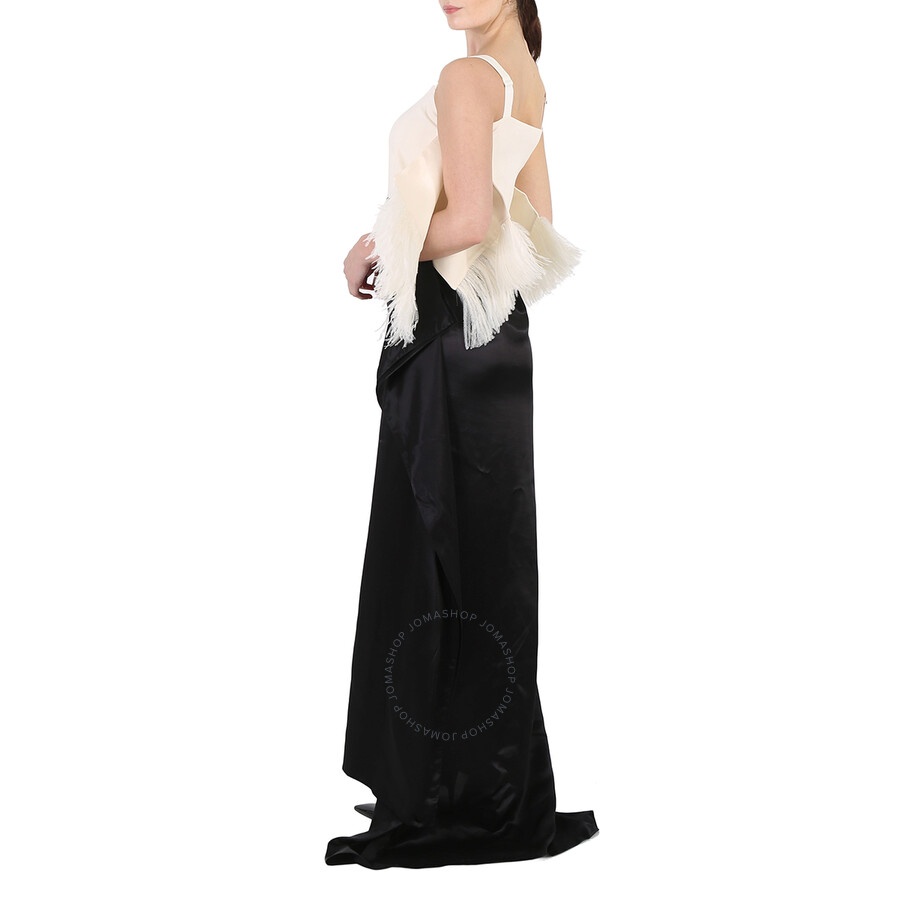 Burberry Crepe And Silk Satin Gown With Feather Trim - 5