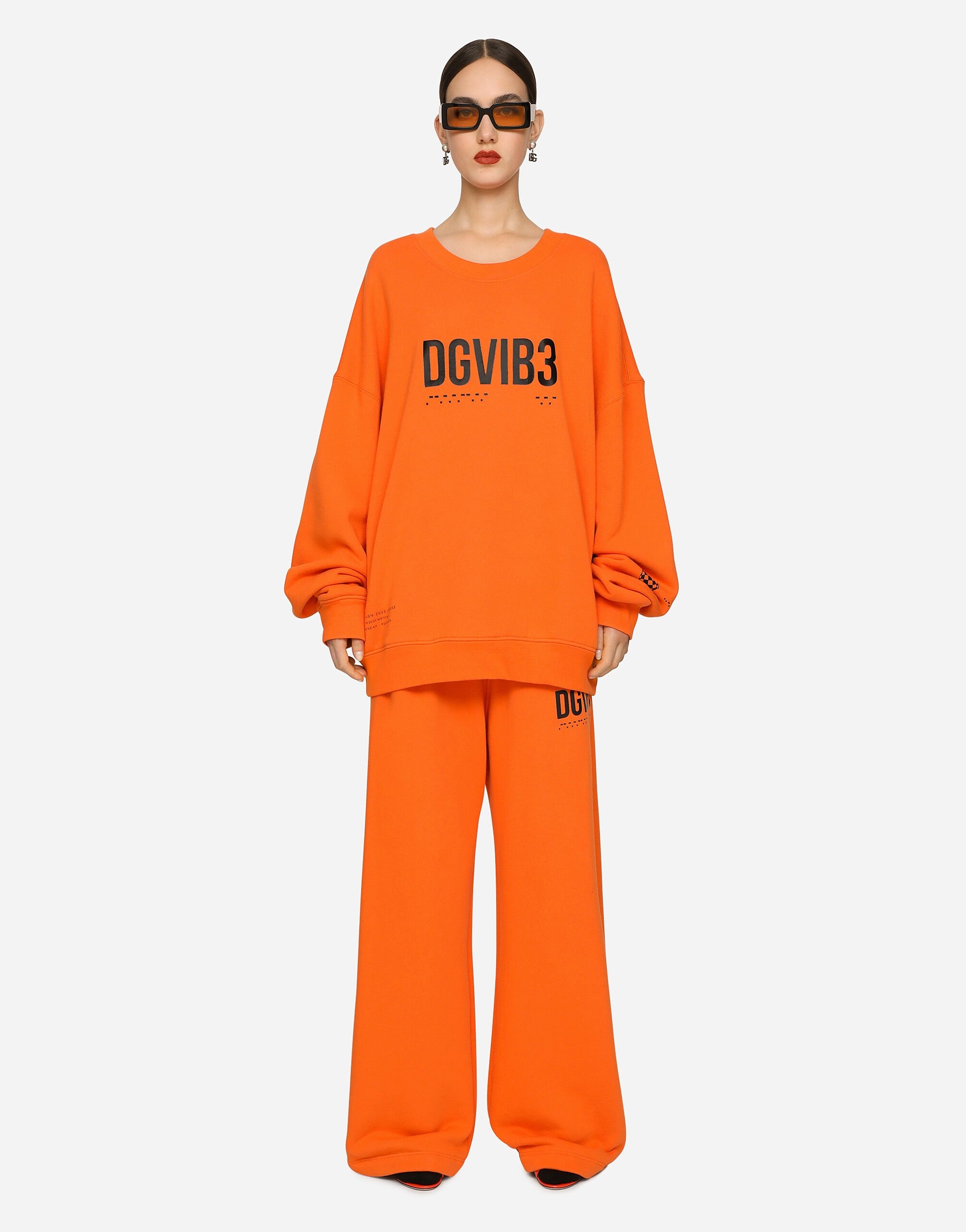 Cotton jersey round-neck sweatshirt with DGVIB3 print - 3