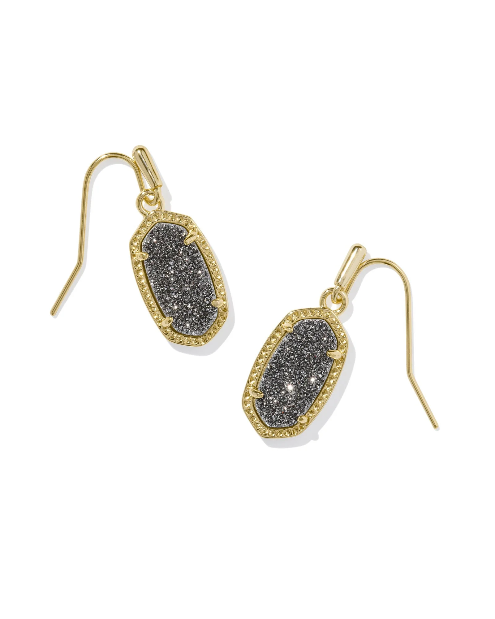 Lee Gold Drop Earrings in Platinum Drusy - 1
