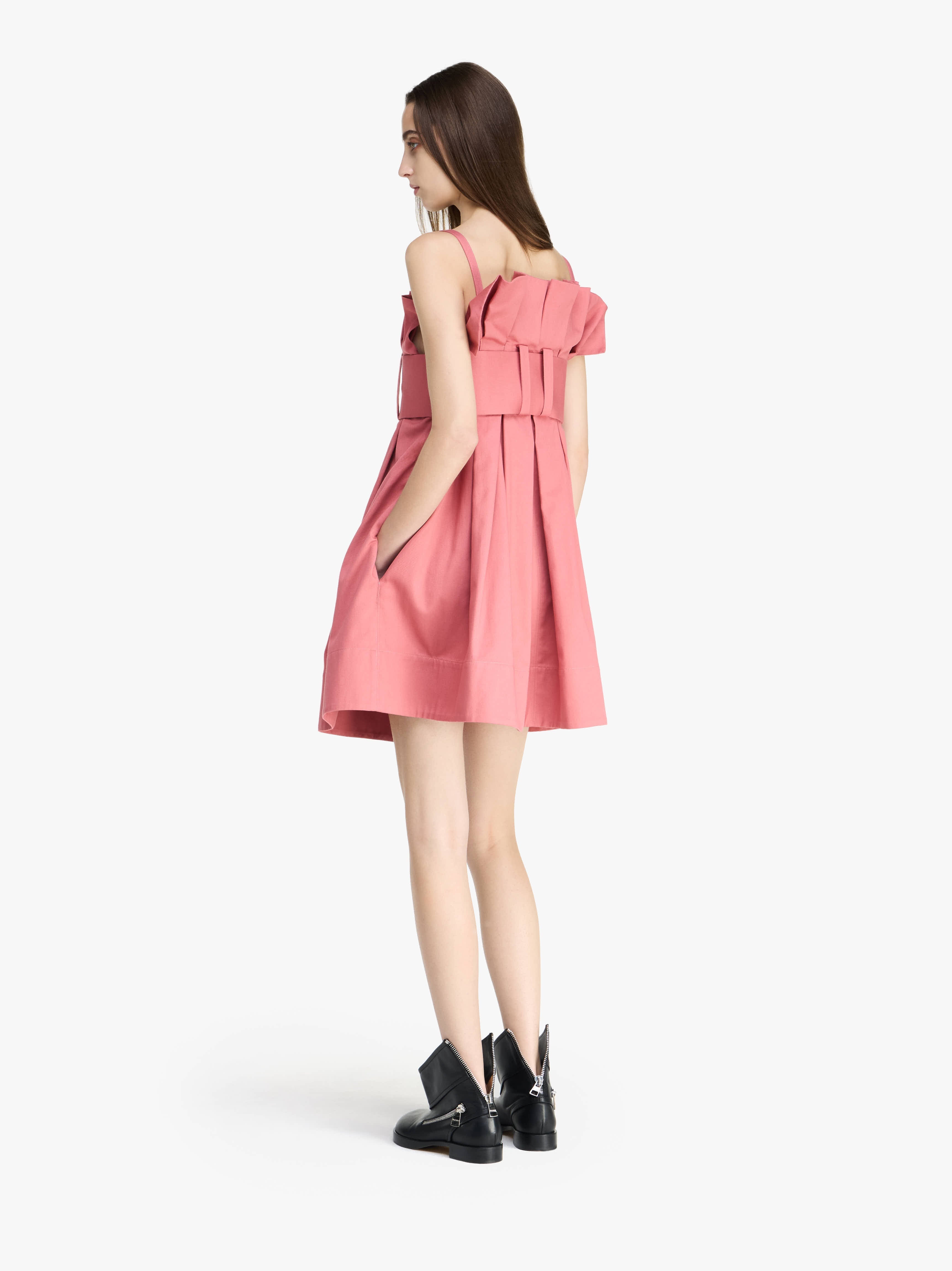 PLEATED D-RING MINI DRESS - 3