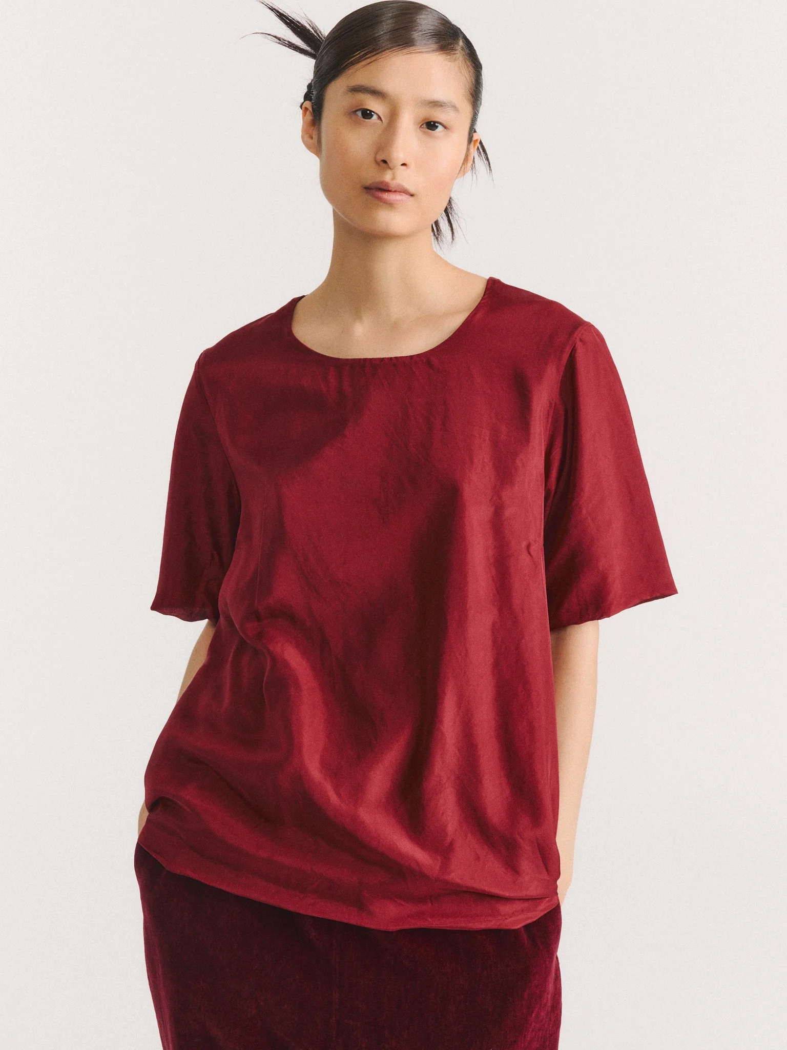 2 LAYERS TOP - L-SILK - PRUNE - 1
