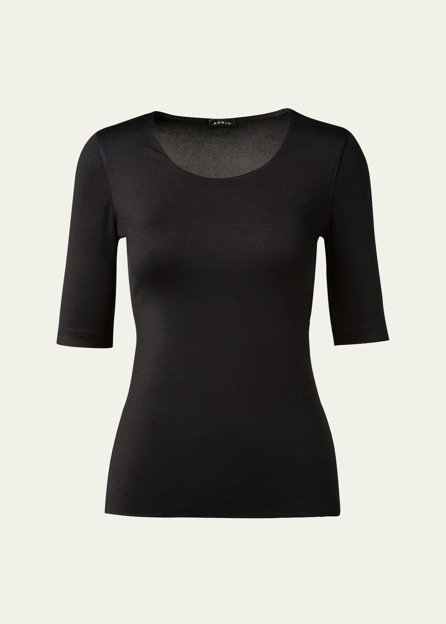 Scoop-Neck Silk Jersey T-Shirt - 1