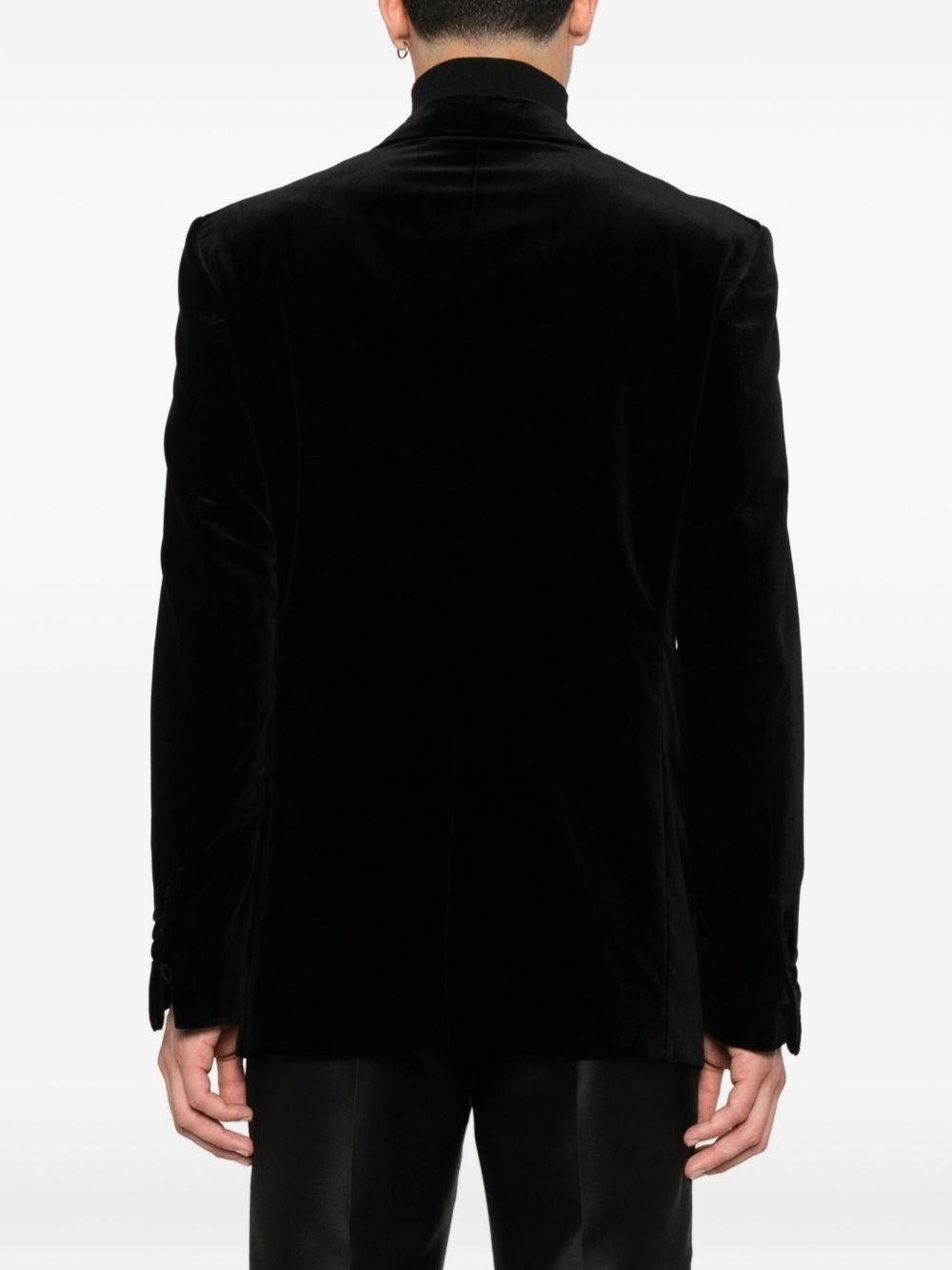 single-breasted velvet jacket - 4