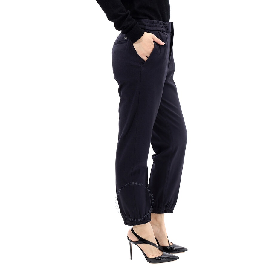 Emporio Armani Navy Jersey Twill Elasticated Waist Trousers - 4