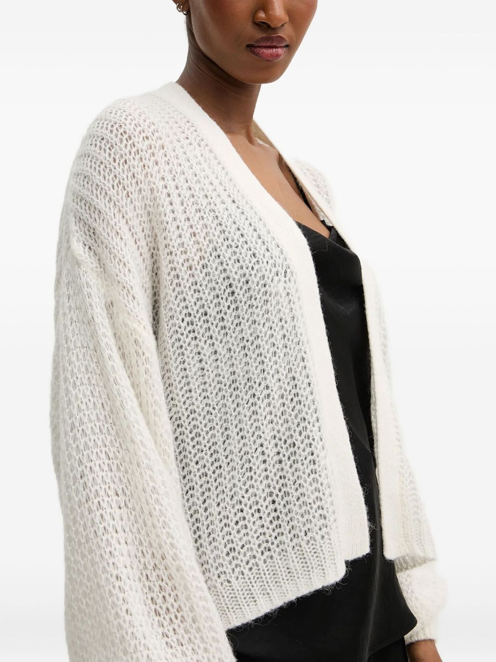 balloon-sleeve open-front cardigan - 3