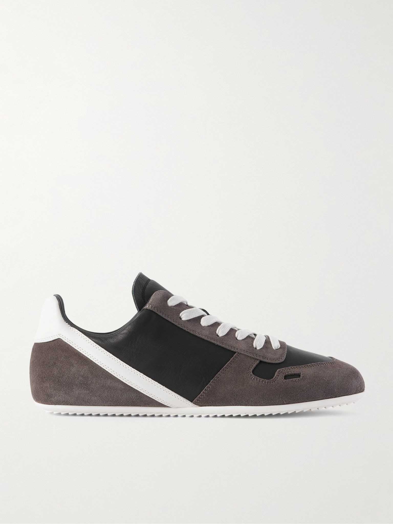 Suede and Leather Sneakers Taupe - 1