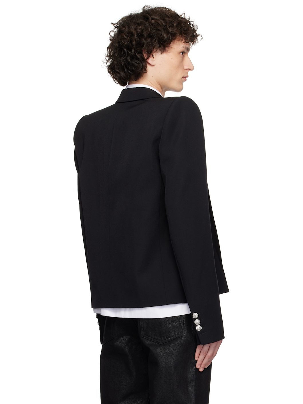 Black 6 Lion Button Spencer Blazer - 3