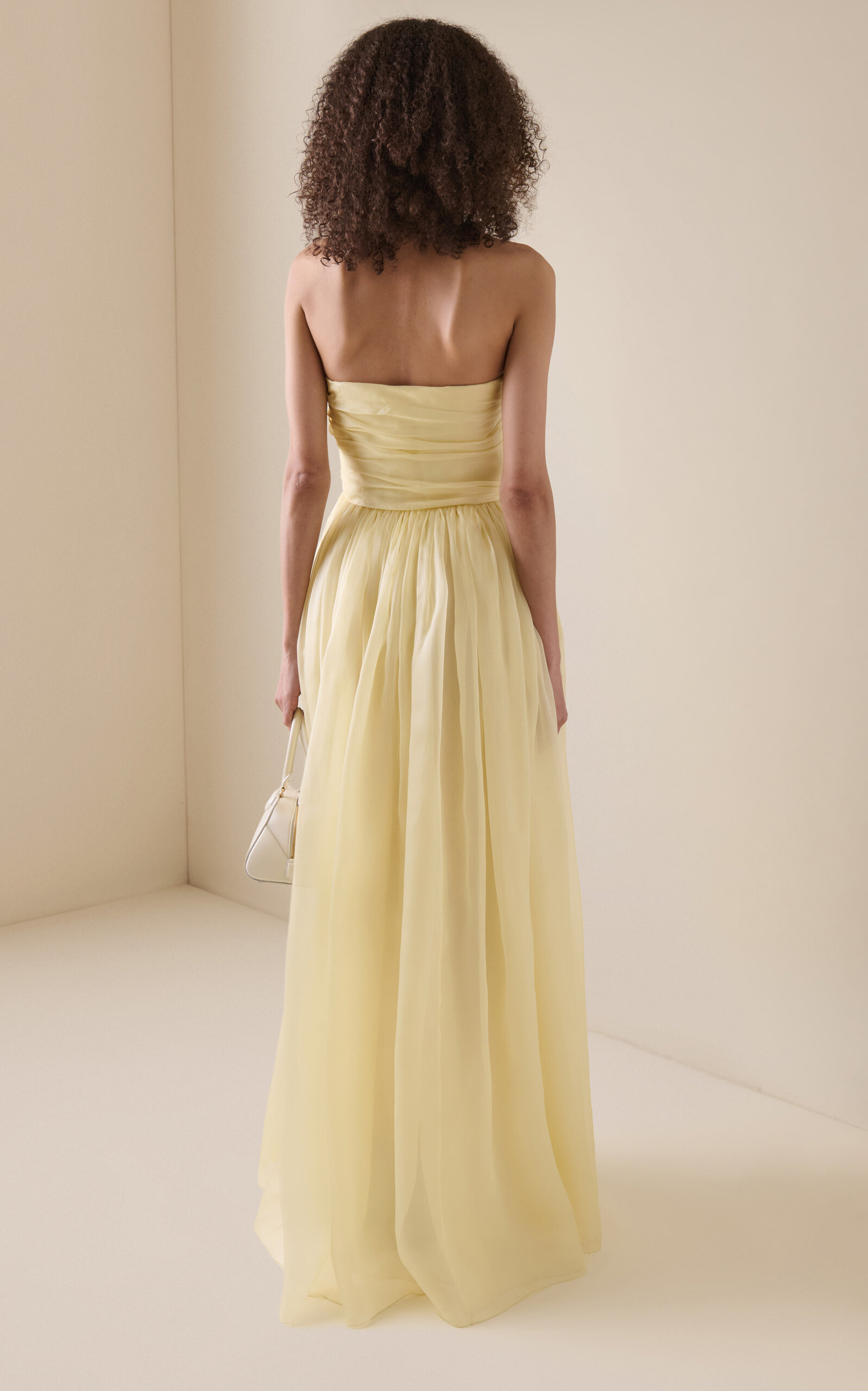 Ruched Silk-Organza Gown yellow - 4