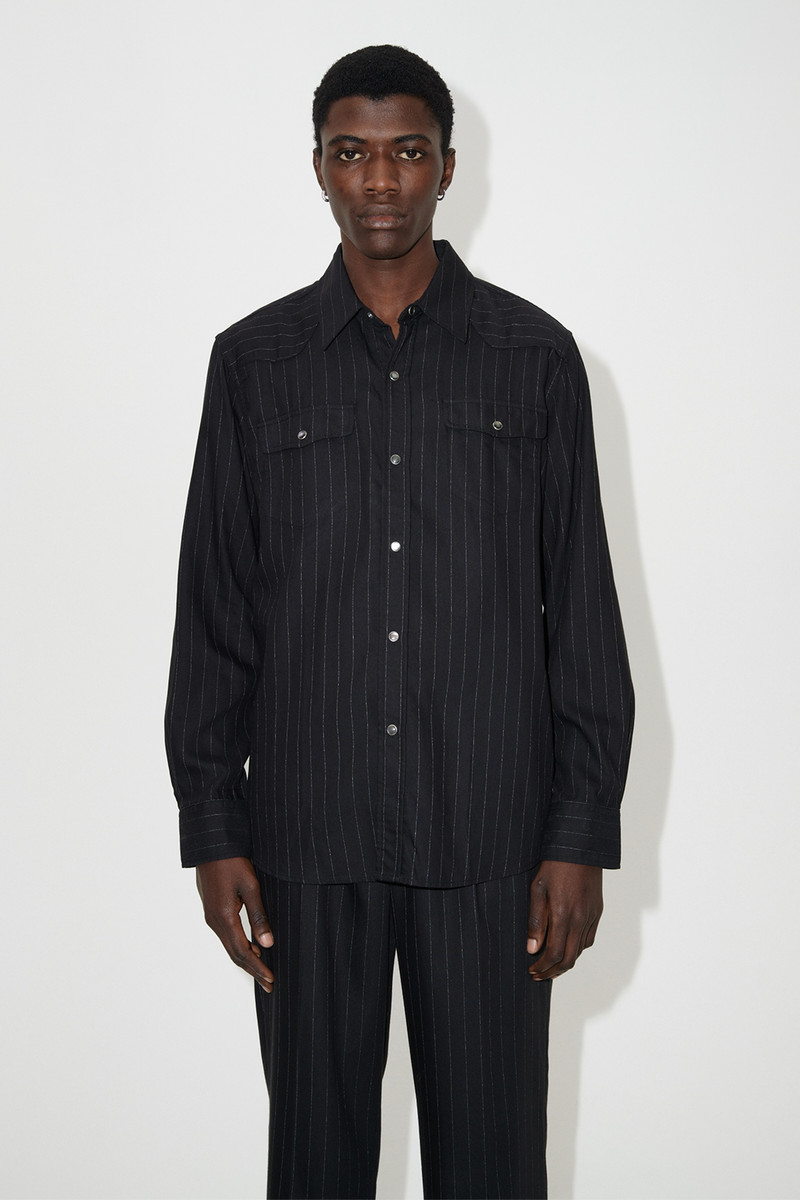 Our Legacy Frontier Shirt Black Chalk Stripe outlook