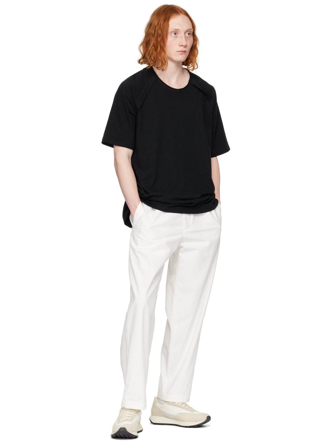 White & Beige Track Classic Sneakers - 5