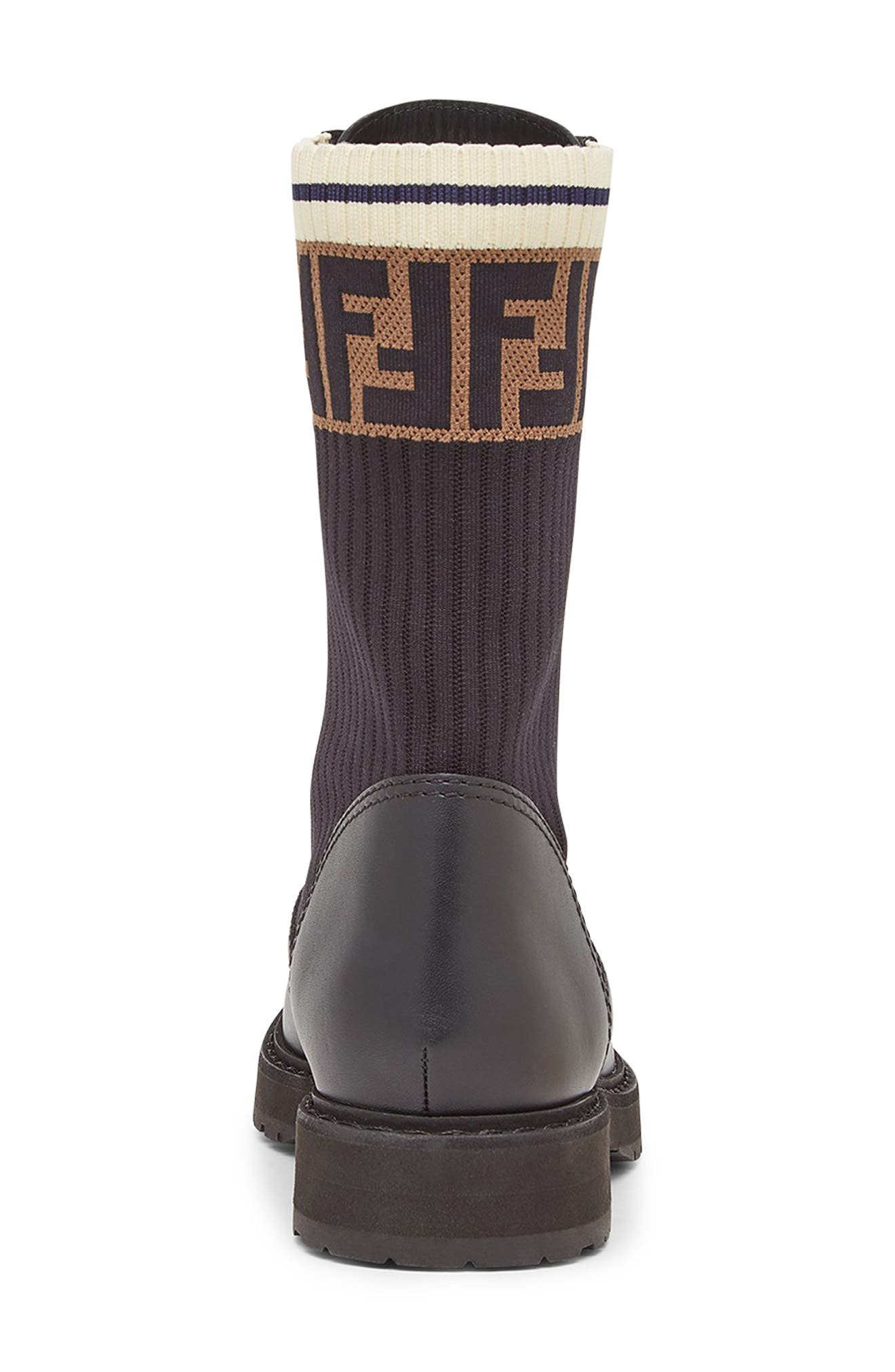 Fendi Rockoko Chelsea Sock Combat Boot in F13Mc Ne/ne Tab Ner Marino at Nordstrom - 3