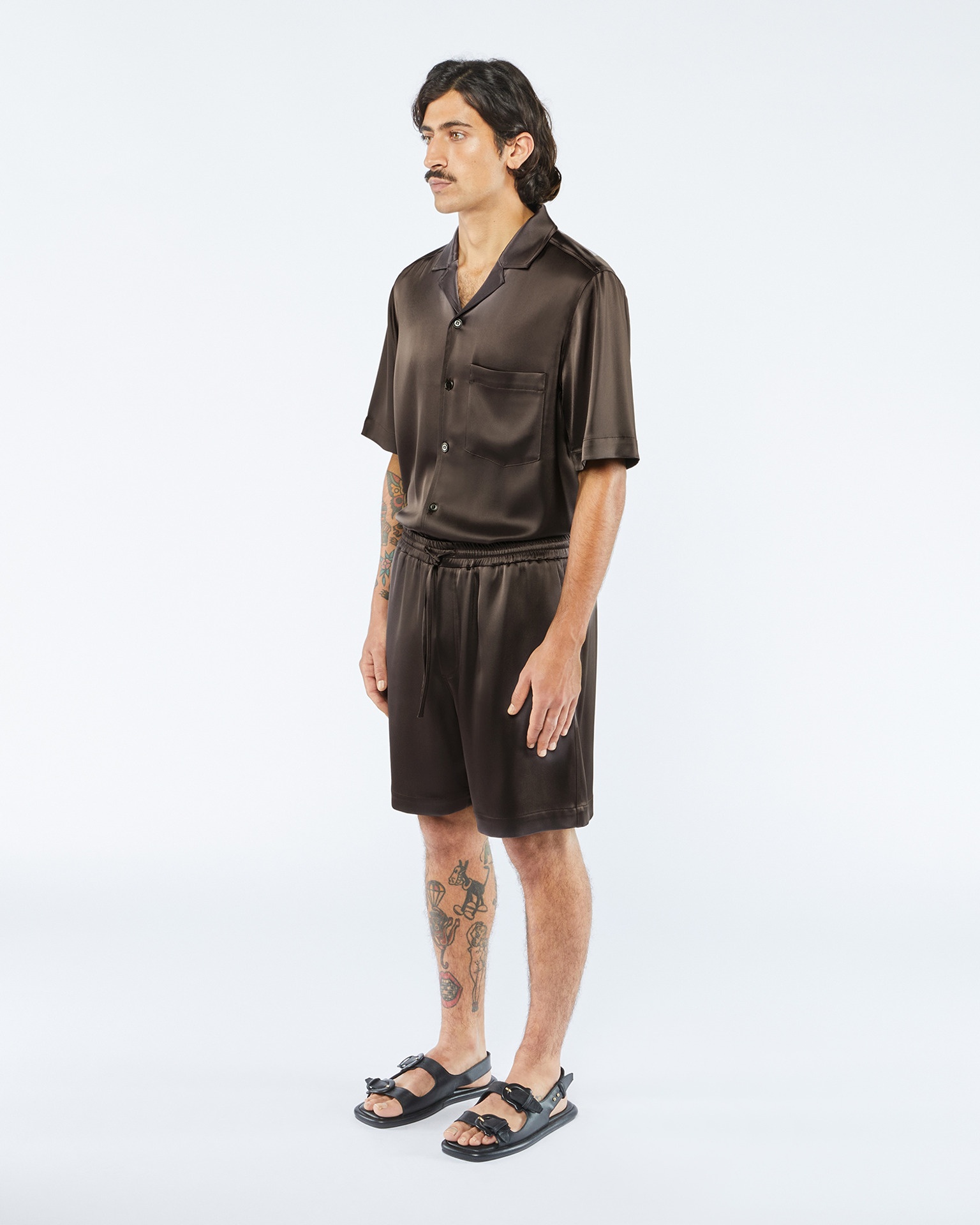 DOXXI - ANEW Satin shorts - Espresso - 4