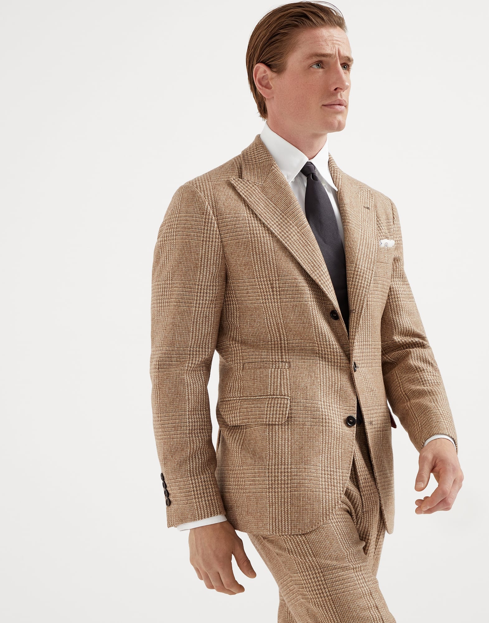 Wool and alpaca Prince of Wales deconstructed blazer with large peak lapels - 4