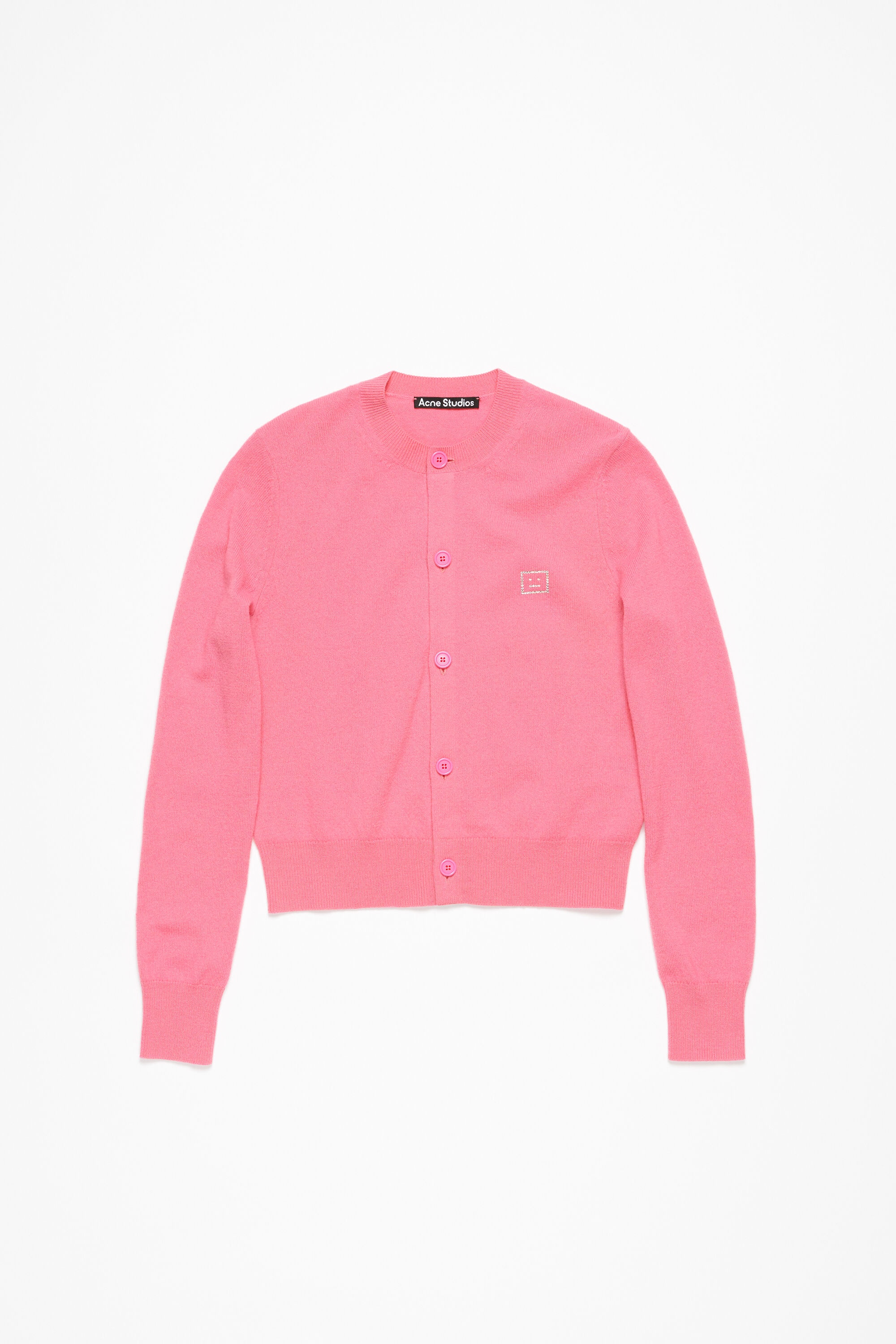 Embellished Face logo cardigan - Tango pink - 1