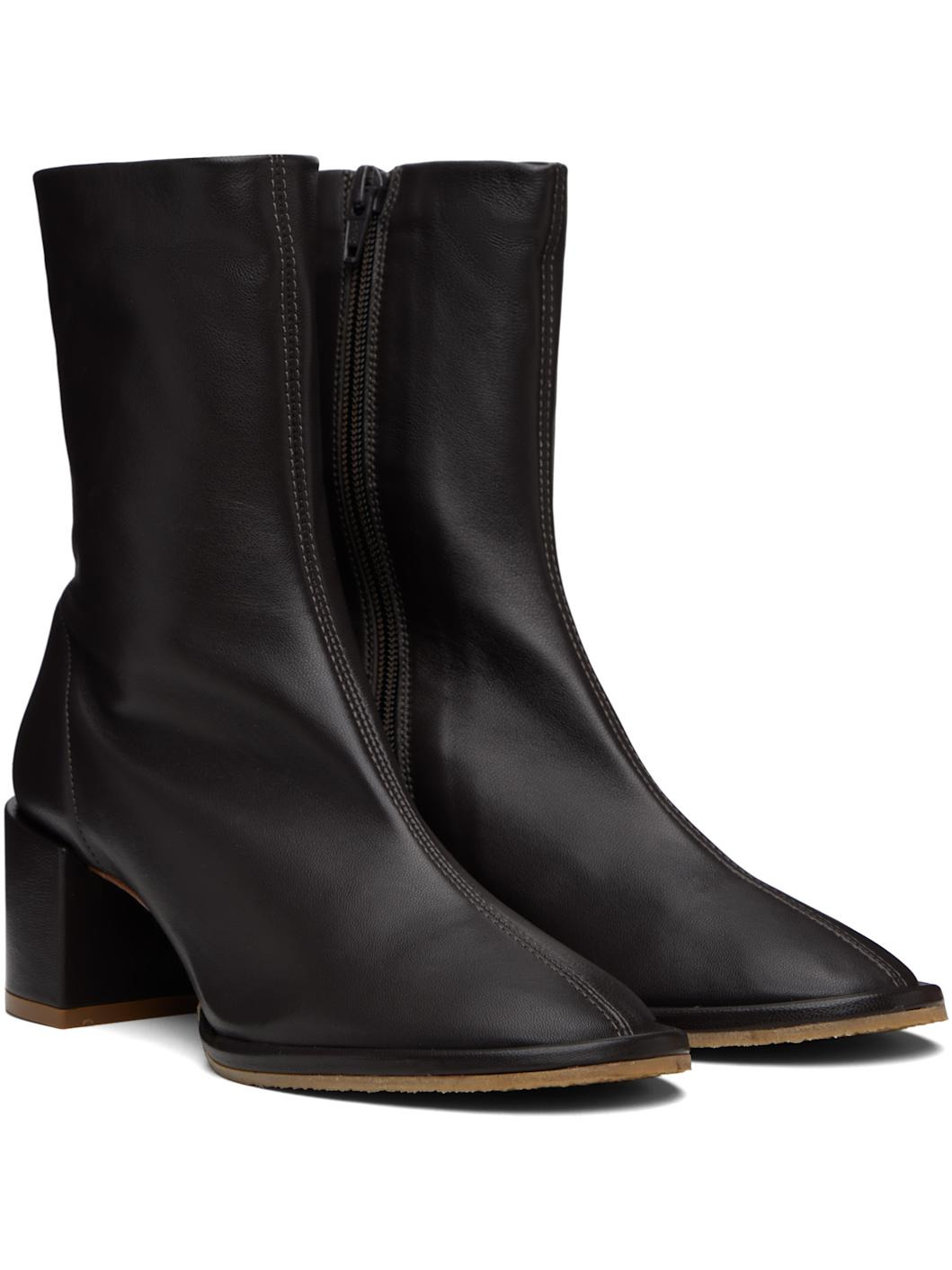 Brown Josiah Lamb Nappa Leather Ankle Boots - 4