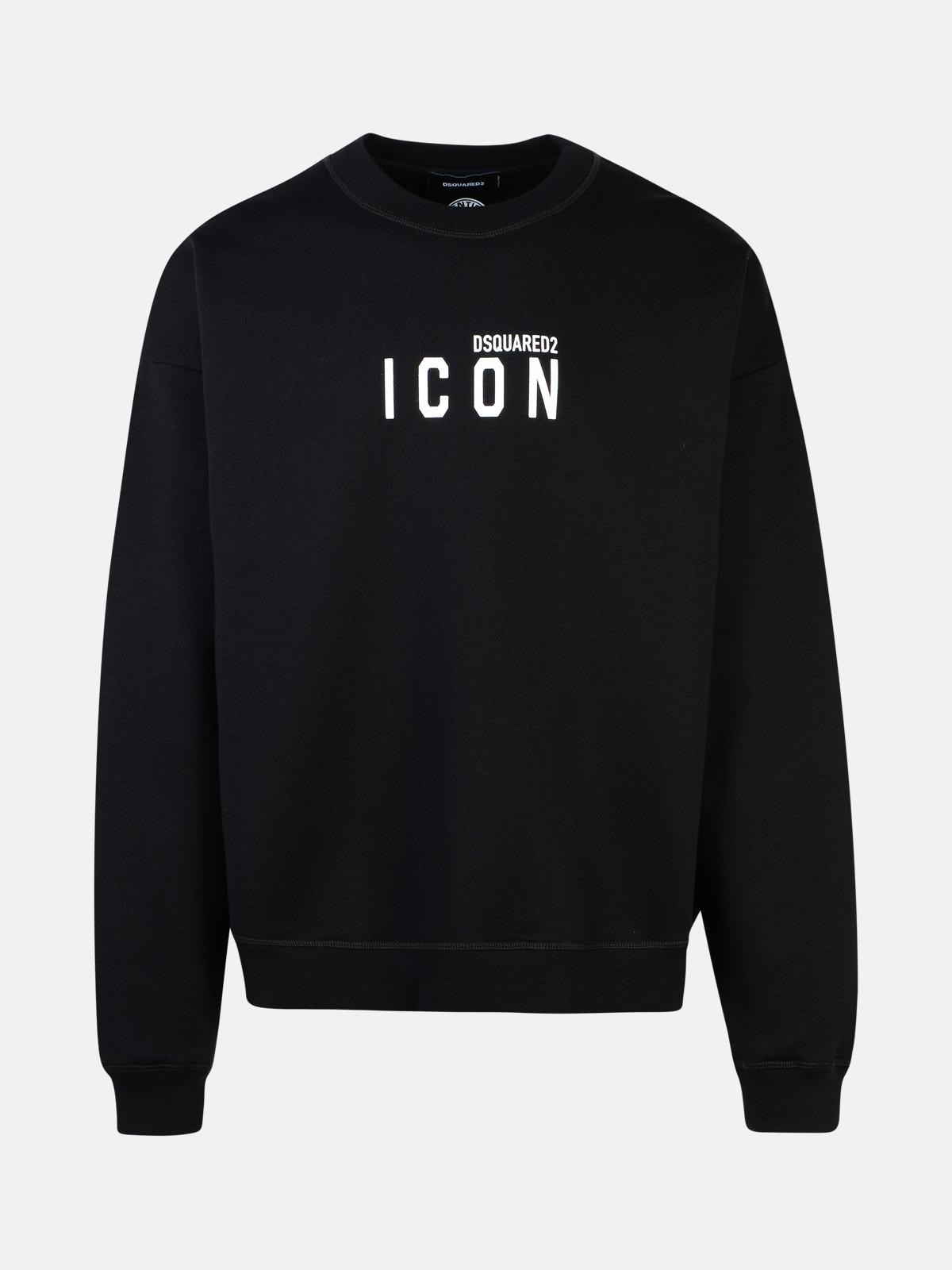 'ICON' BLACK COTTON SWEATSHIRT - 1