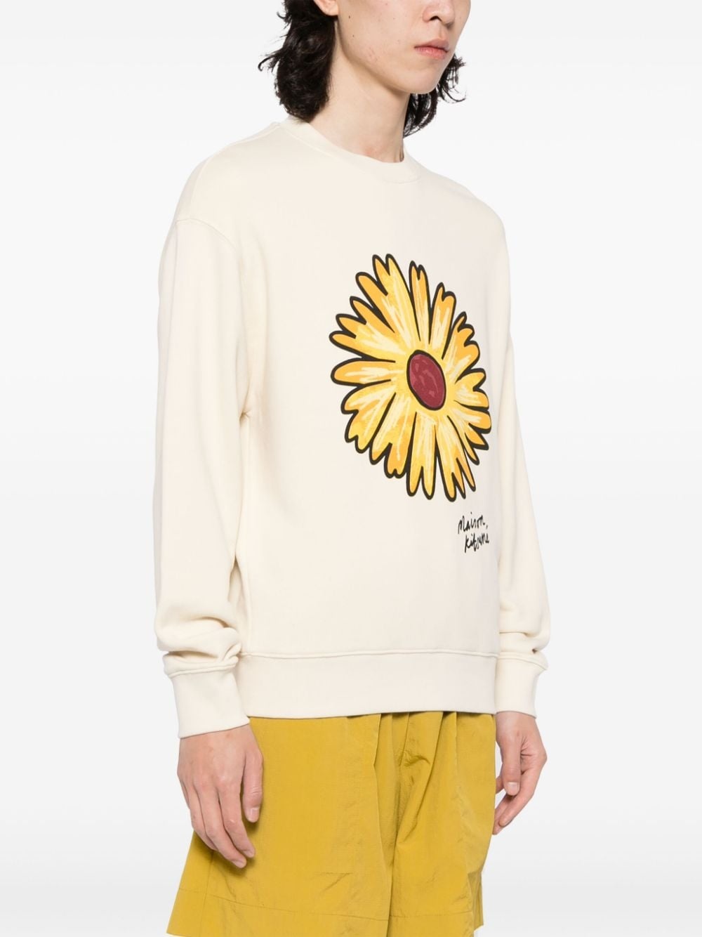 sunflower motif long sleeve sweater - 3