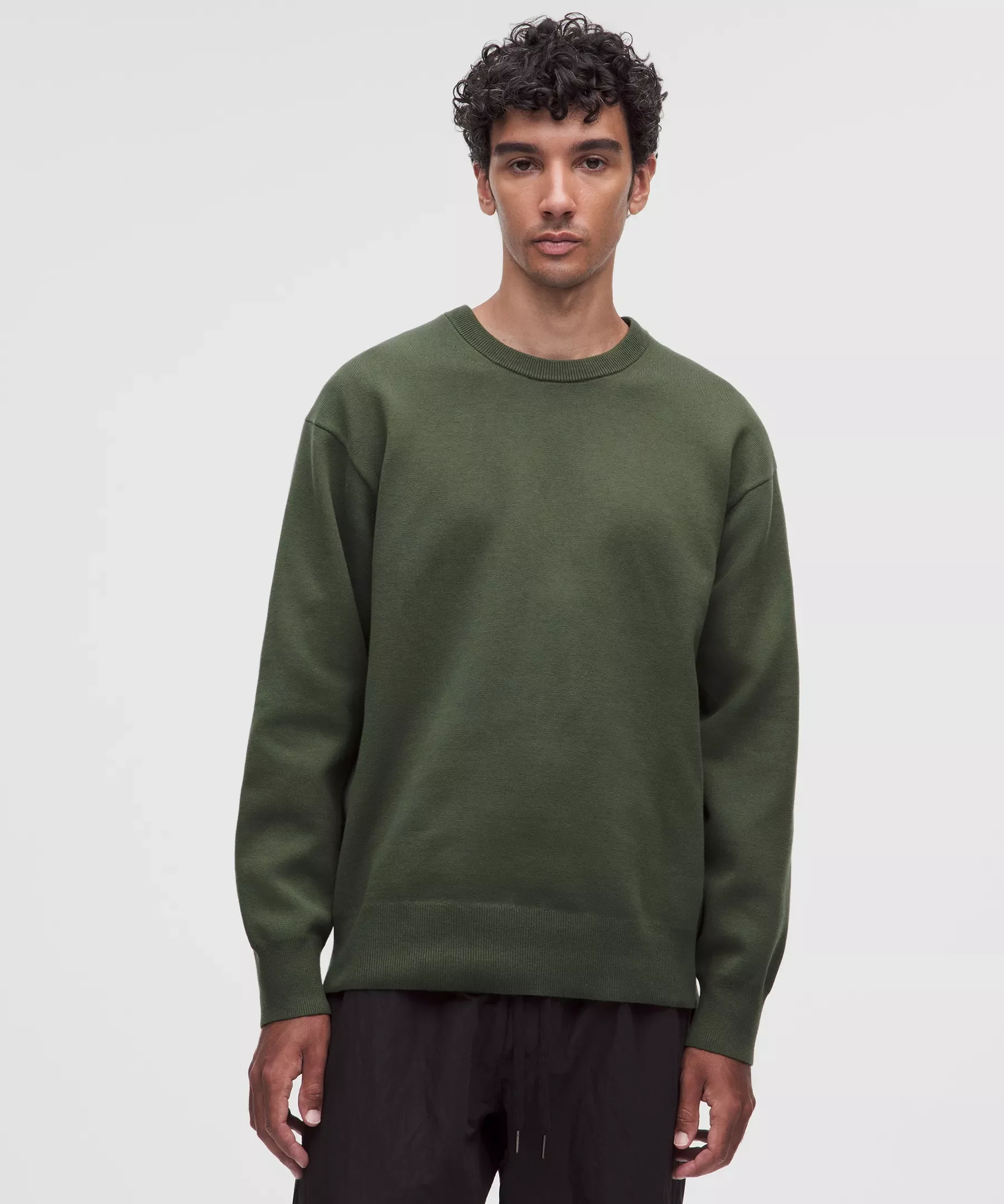 Cotton-Blend Knit Long-Sleeve Crewneck Sweater - 1