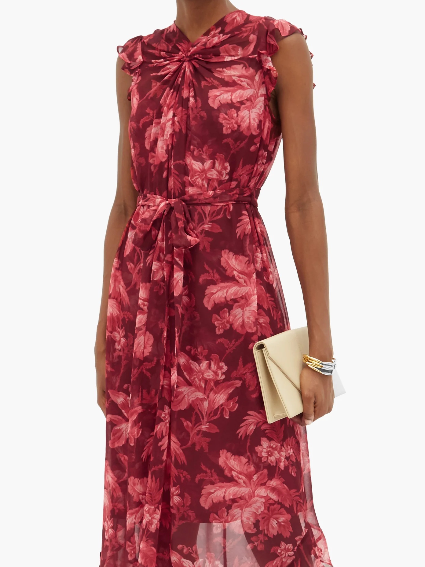 Ladybeetle floral-print chiffon midi dress - 6