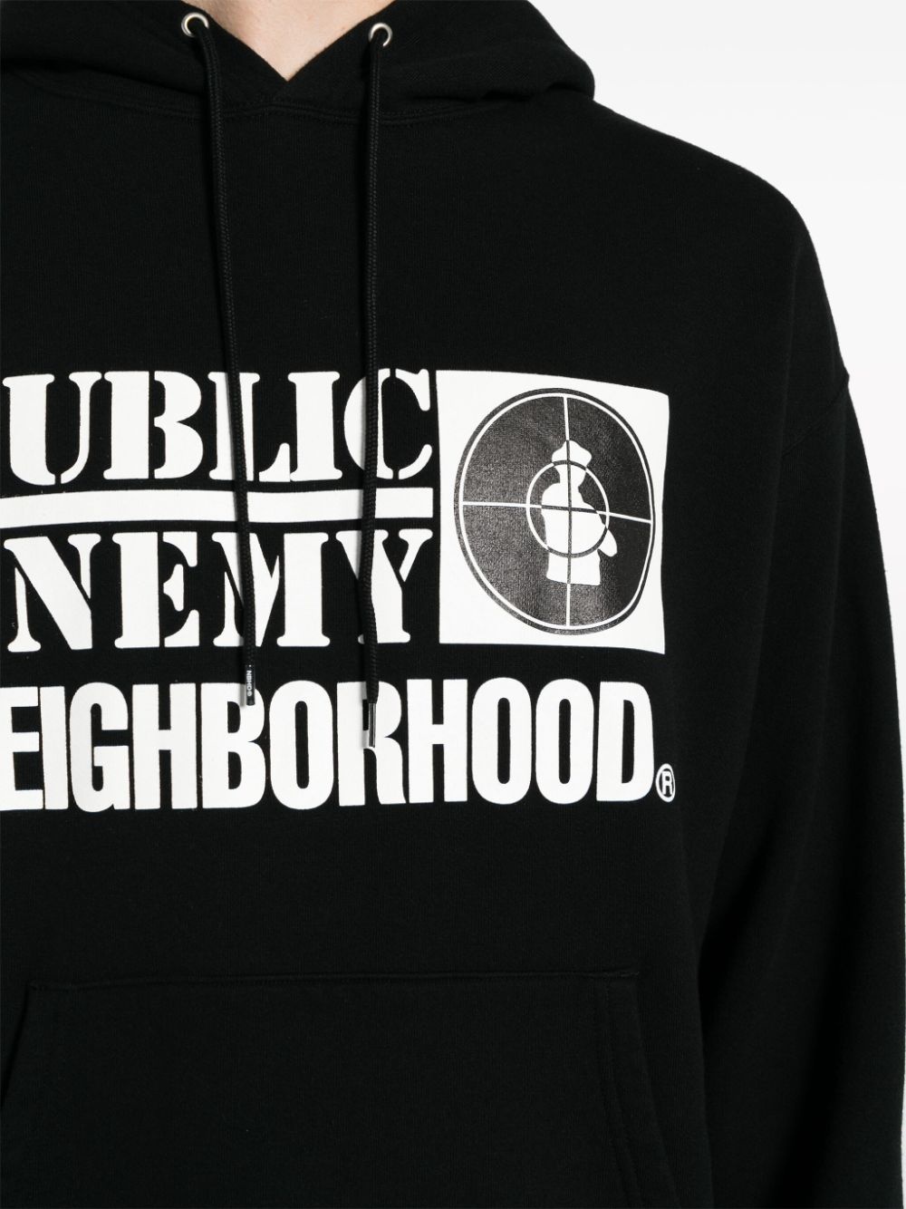 x Public Enemy logo-print cotton hoodie - 5
