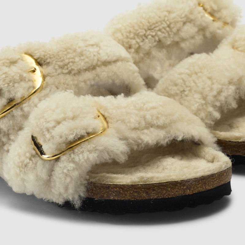 BIRKENSTOCK Birkenstock Women's Arizona Teddy Cream Sandals outlook