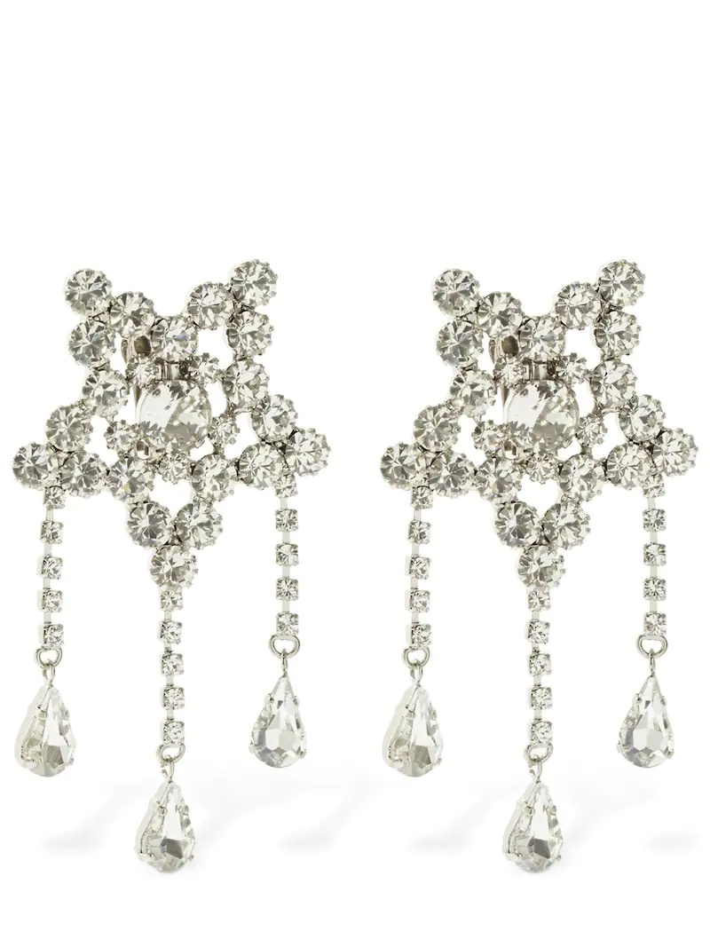 STAR CRYSTAL CLIP-ON EARRINGS W/ FRINGES - 1