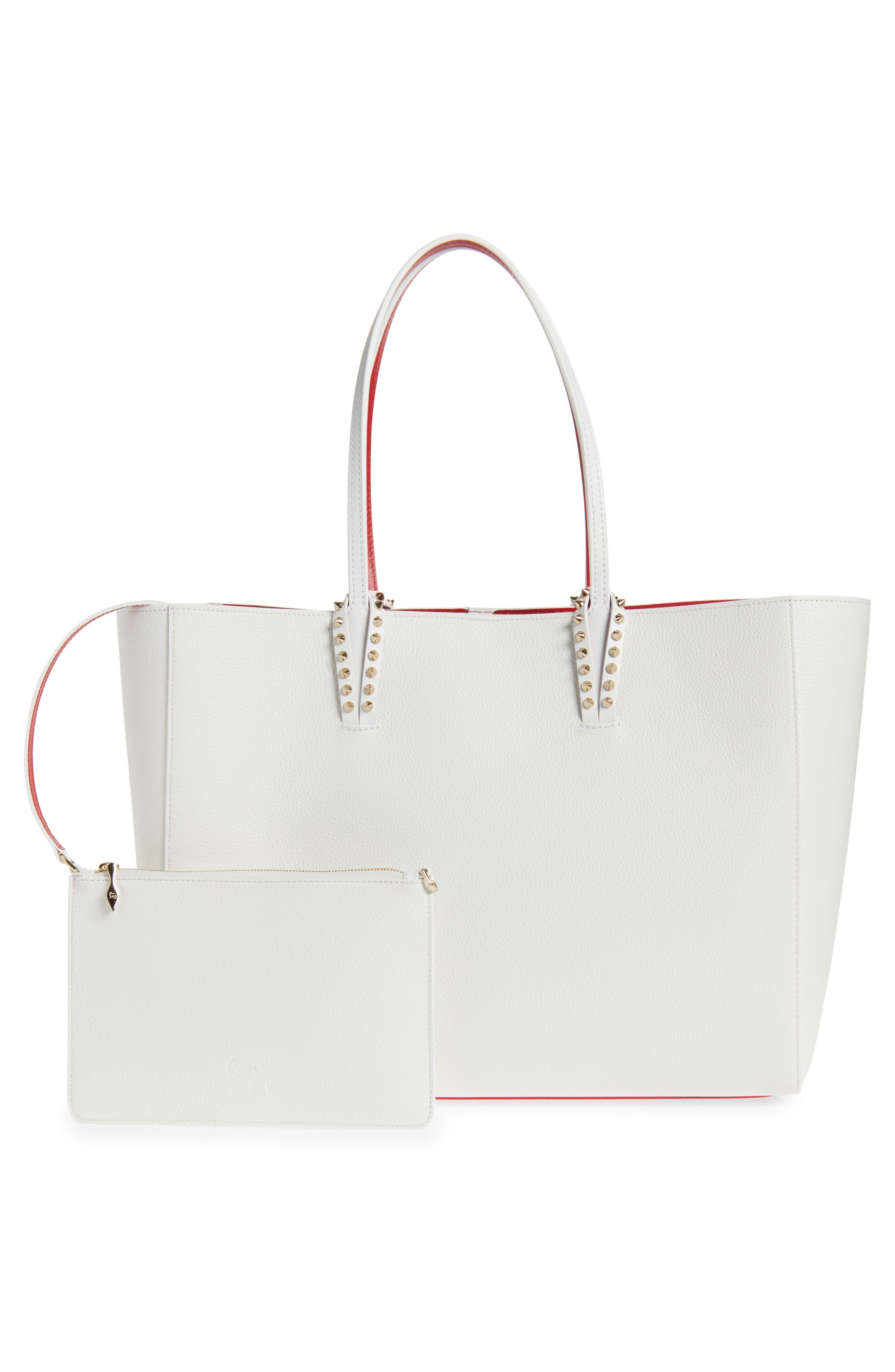 Christian Louboutin Large Cabata Soft Leather Tote Bag in Bianco/Gold at Nordstrom - 3