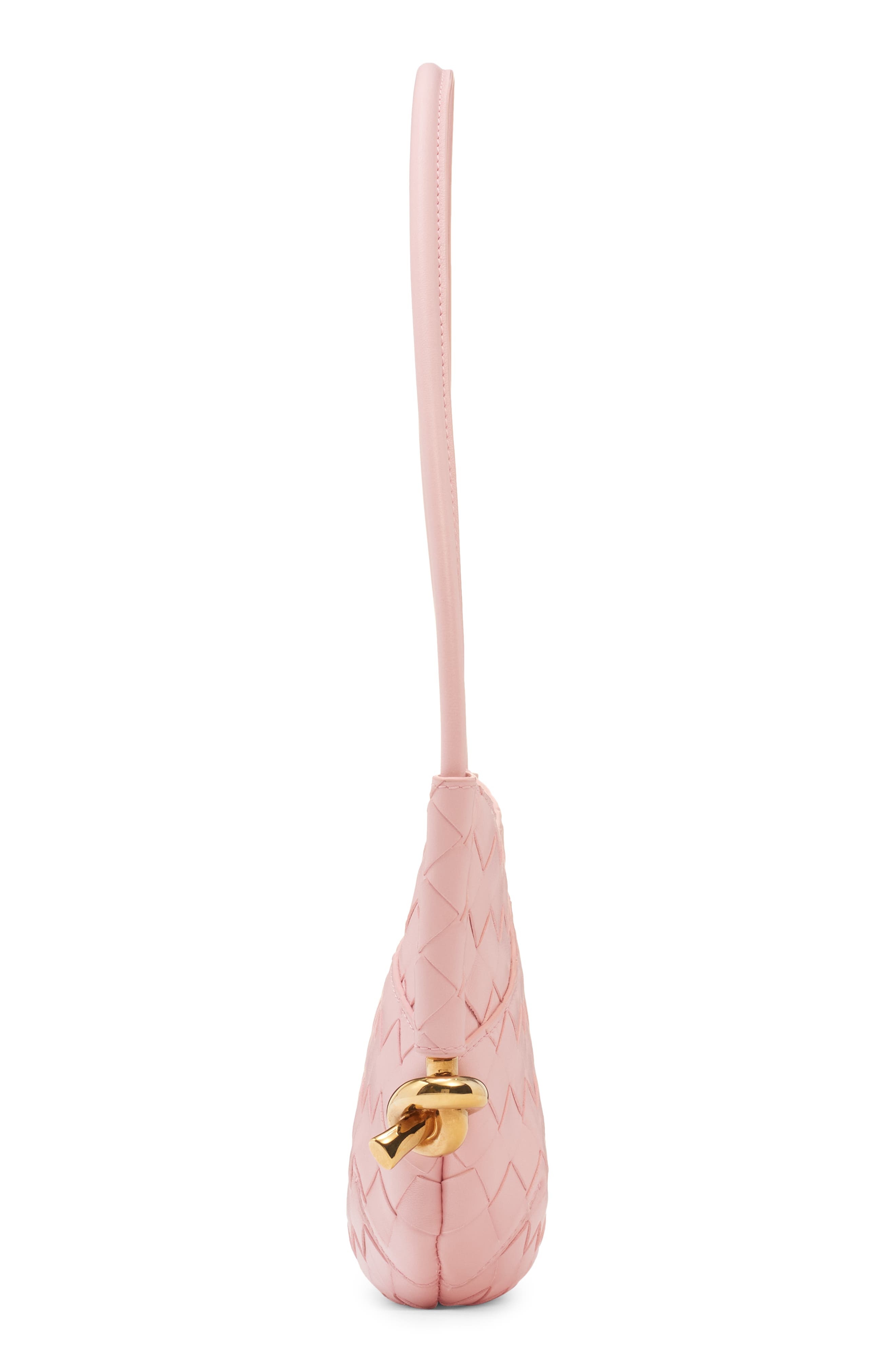 Bottega Veneta Mini Solstice Intrecciato Leather Hobo Bag in 6858 Rose-Muse Brass at Nordstrom - 5