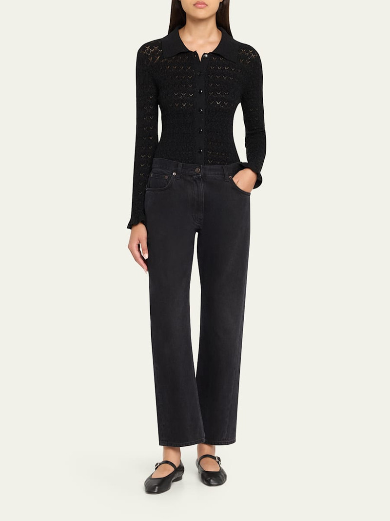 Sea Ruby Long-Sleeve Pointelle Knit Cardigan outlook