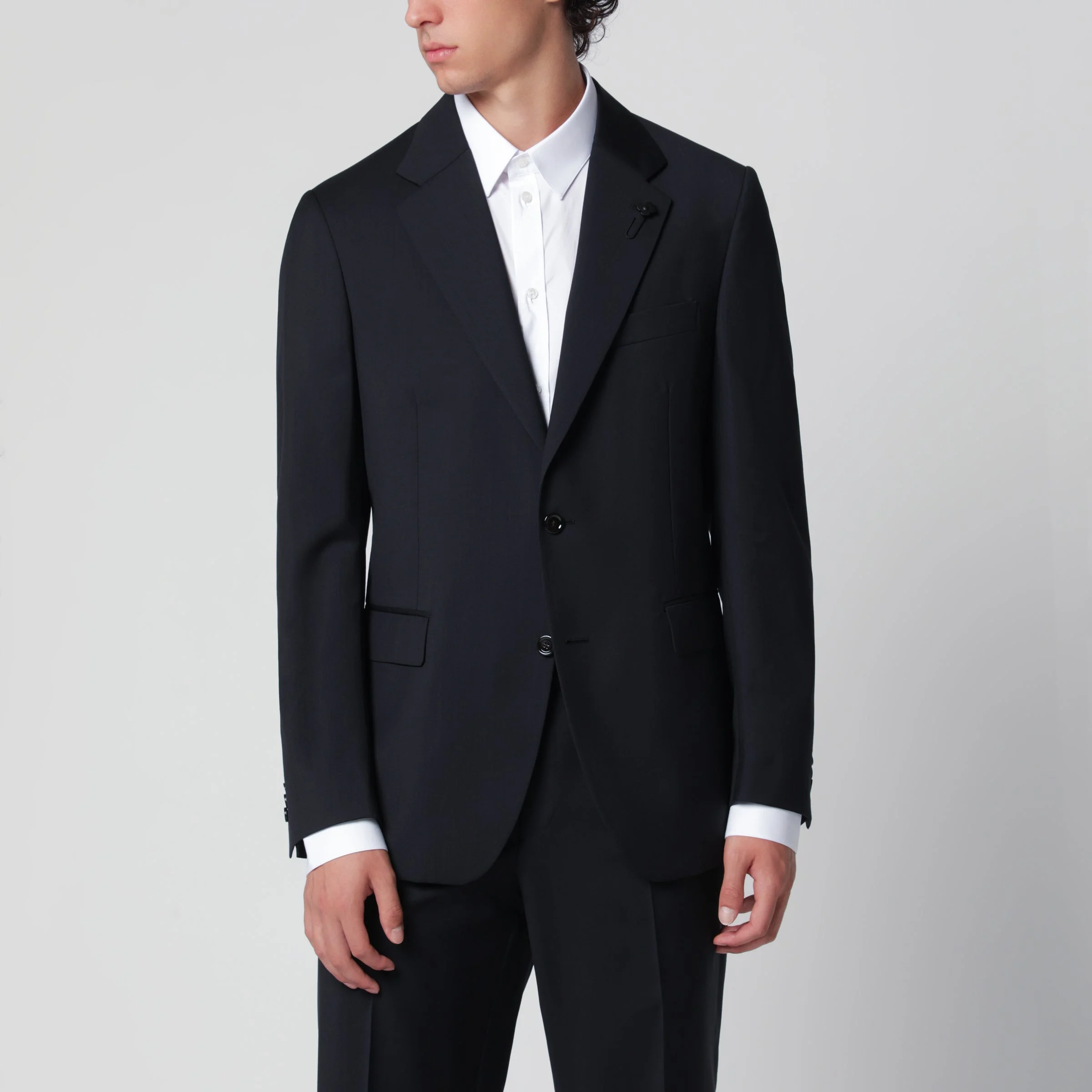 Blue single-breasted jacket in wool - 1