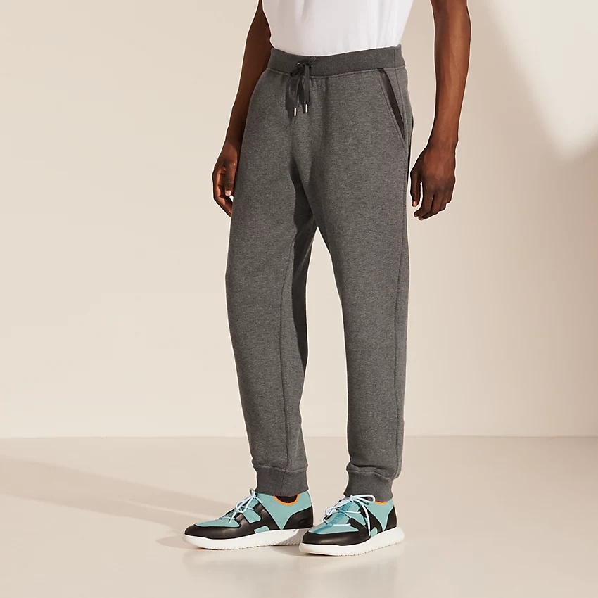 Jogging pants with leather detail - 1