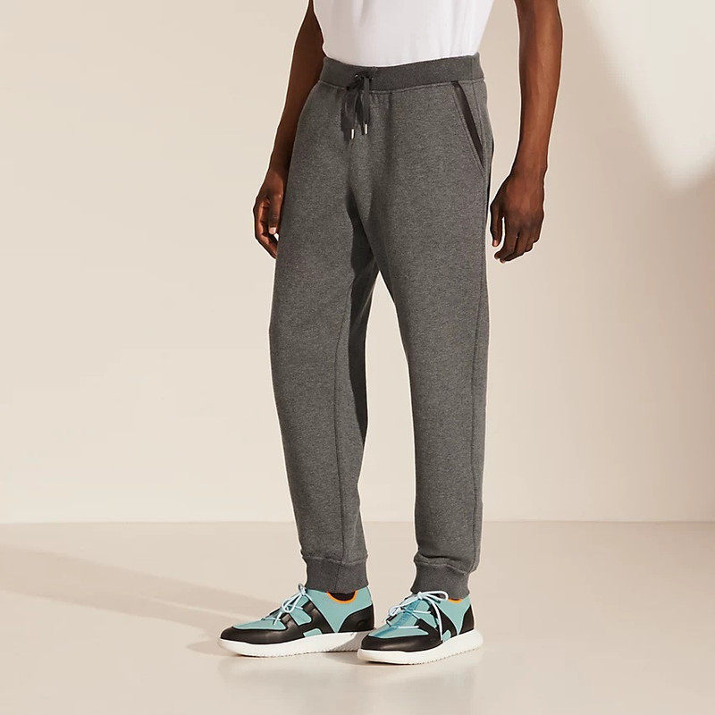 Jogging pants with leather detail 1