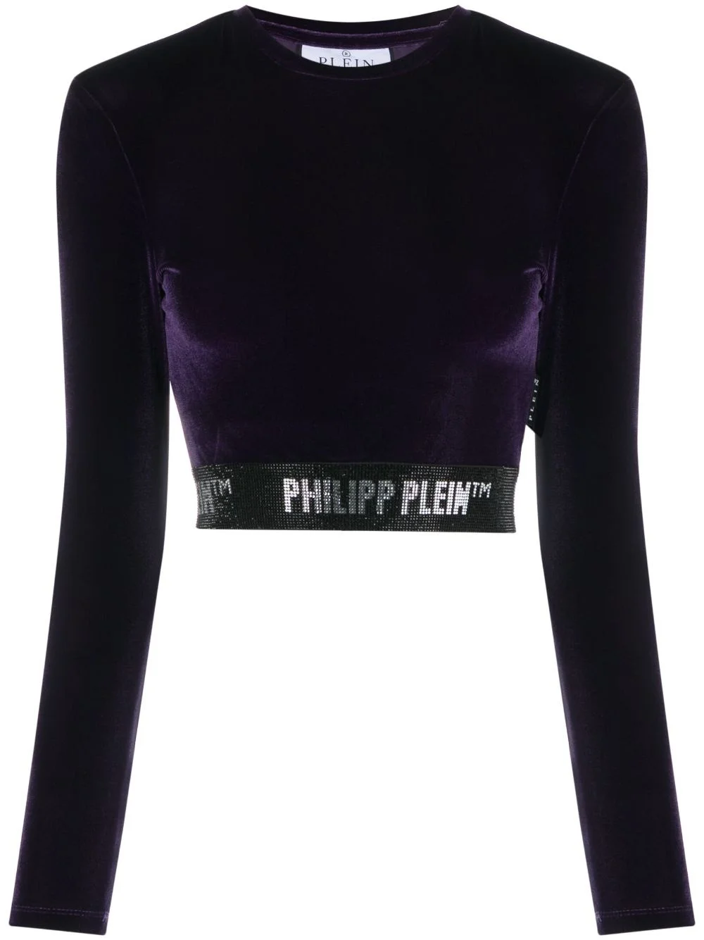 embellished velvet crop top - 1
