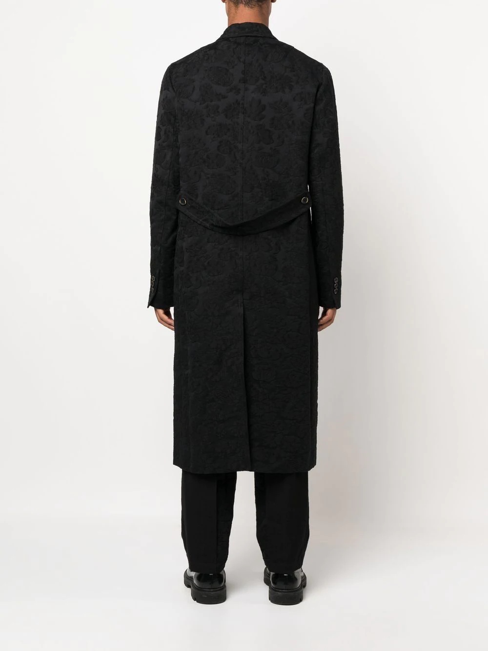 velvet effect double breasted coat - 4