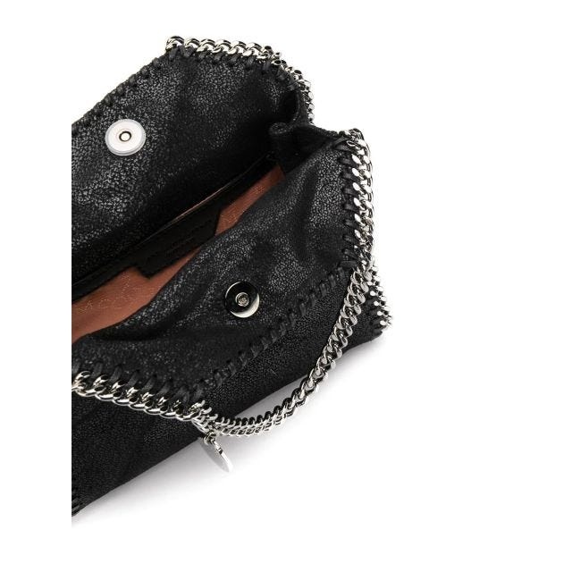 Black Falabella mini tote bag with silver chain - 6