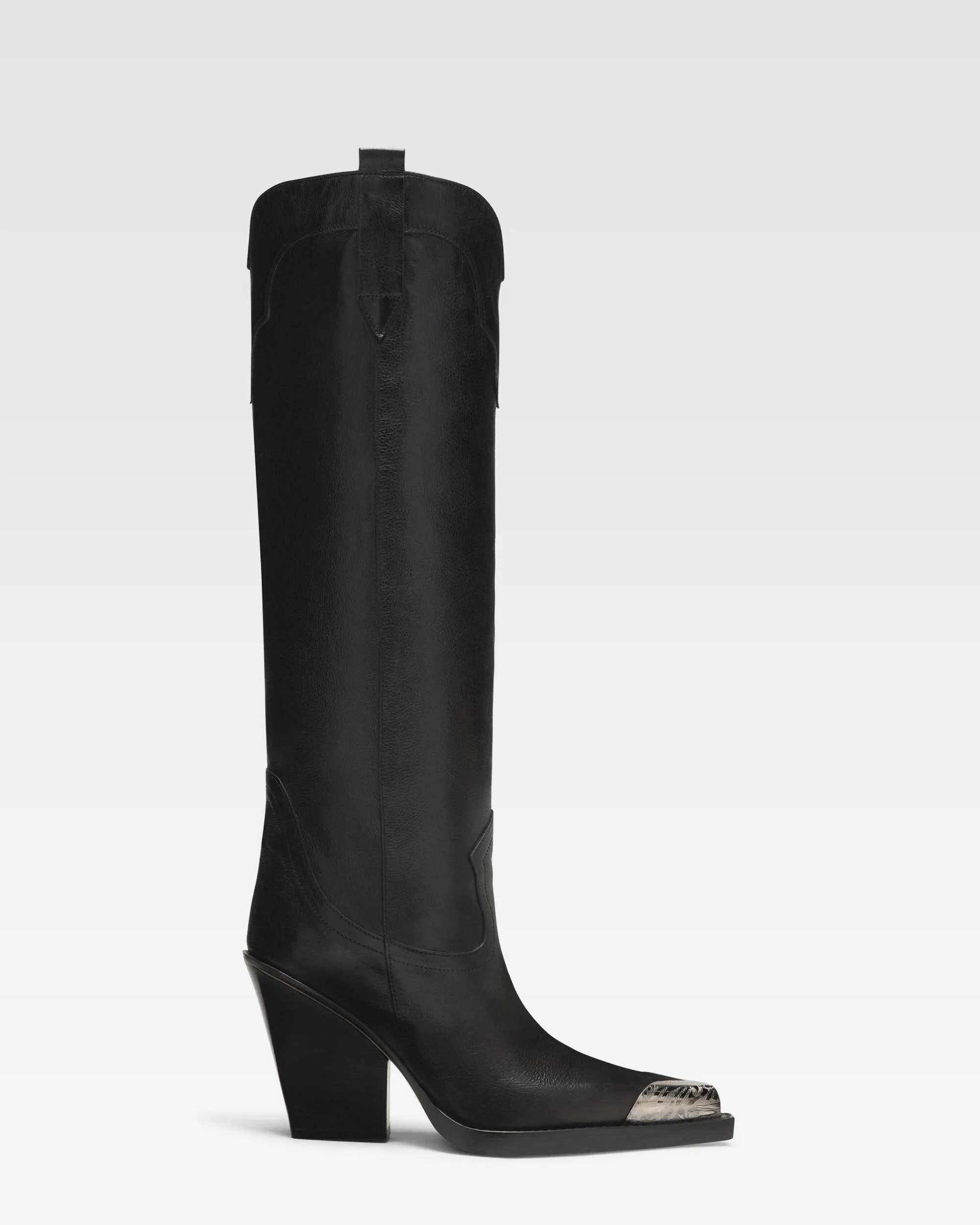 Leather texan boot with metallic toe - 1