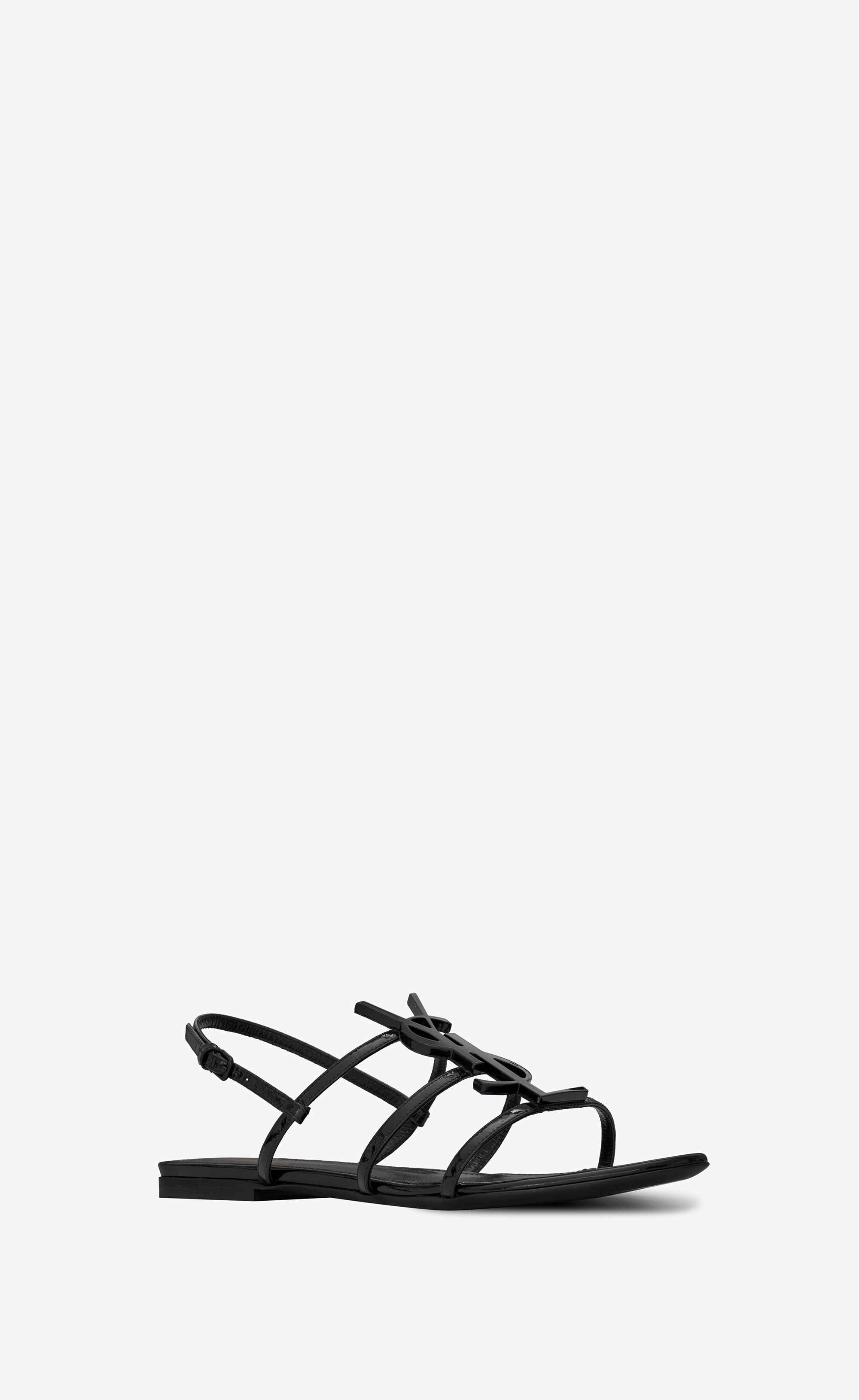 cassandra open sandals with black monogram in patent leather - 3