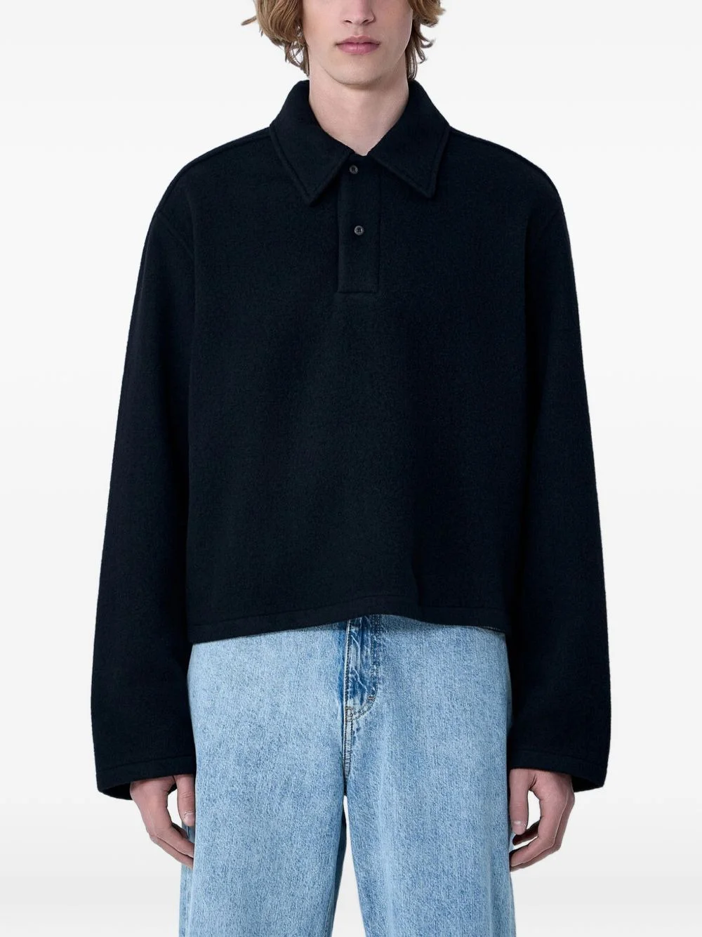 long-sleeved polo sweater - 1