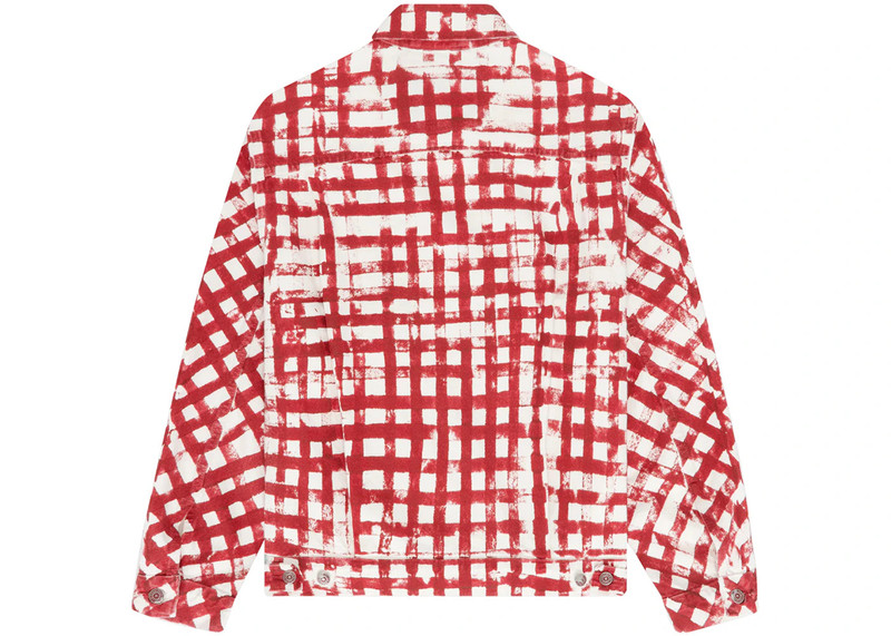 DENIM TEARS Denim Tears Hand Painted Picnic Plaid Trucker Jacket Multicolor outlook